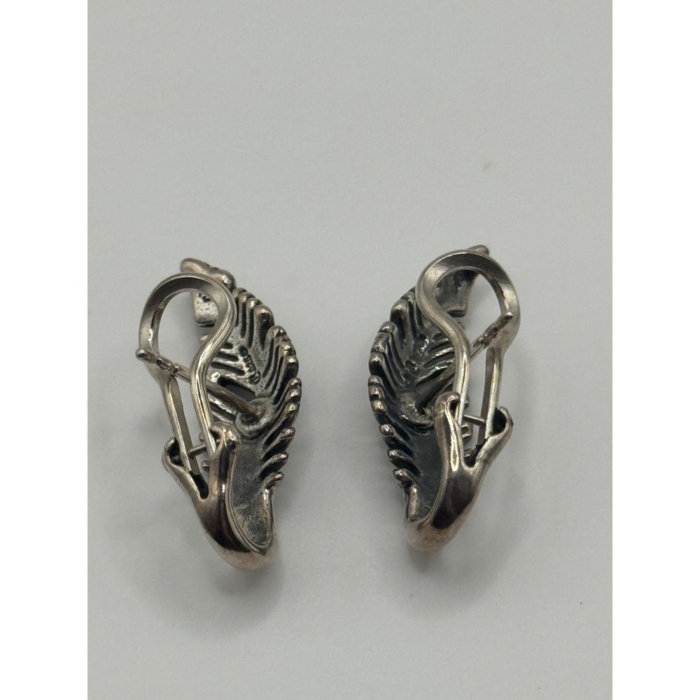 American West Carolyn Pollack Sterling Silver Feather Pierced Earrings - Picture 7 of 10